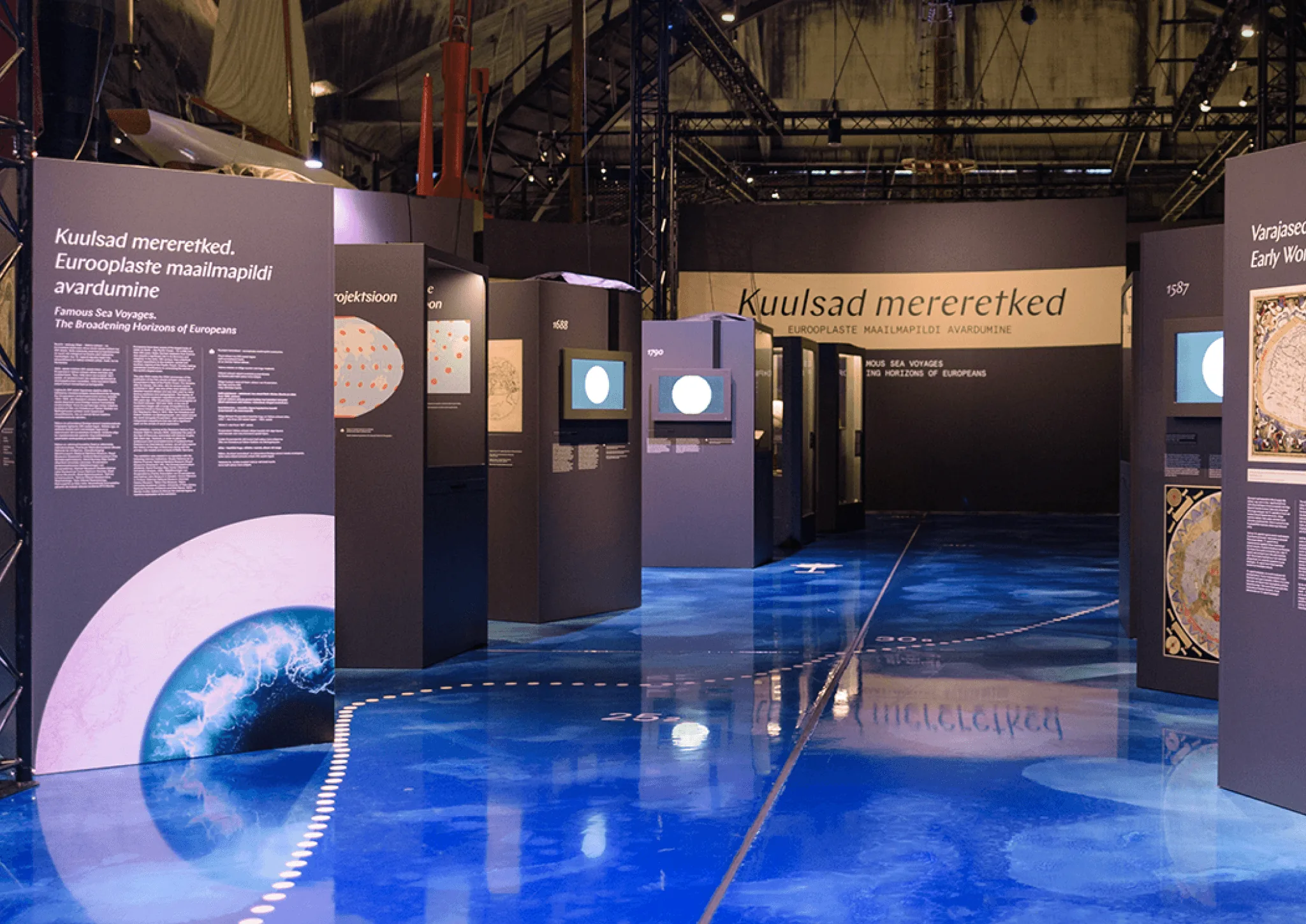 an alley down a museum exhibits
