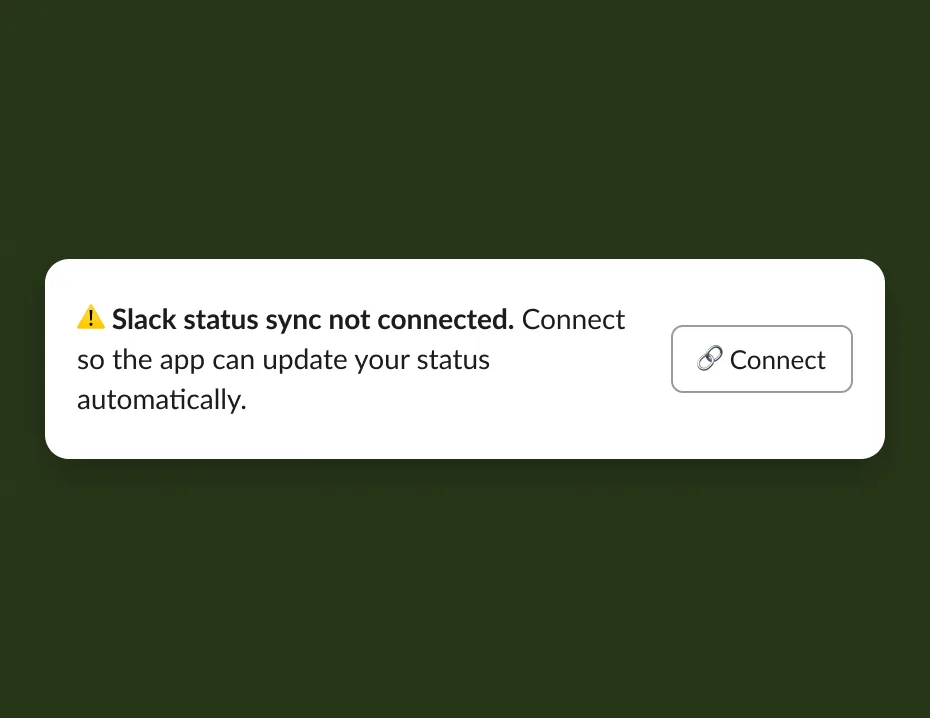 The banner asking to connect Slack status sync